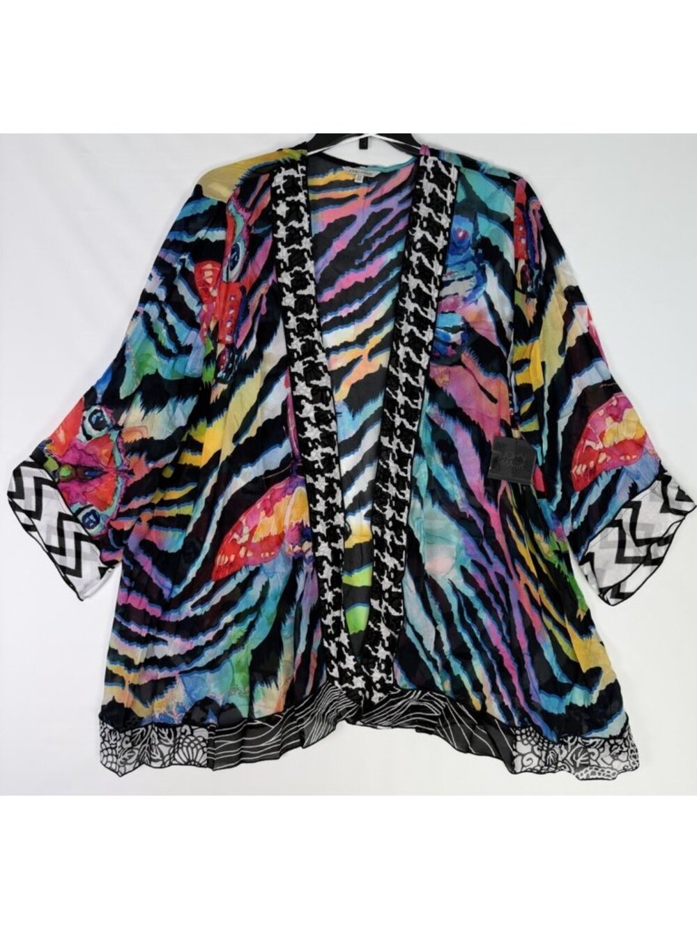 John Mark Size 2X Open Front Lightweight Cardigan Colorful Butterfly NWT $119